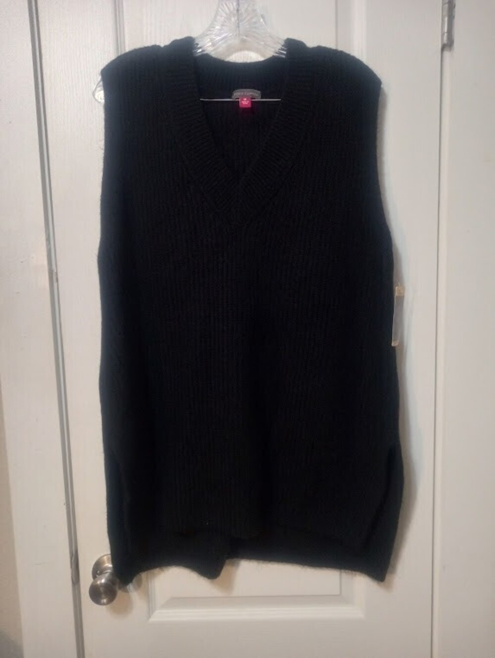 Black Vince Camuto Knit Button‑Up Vest – Medium